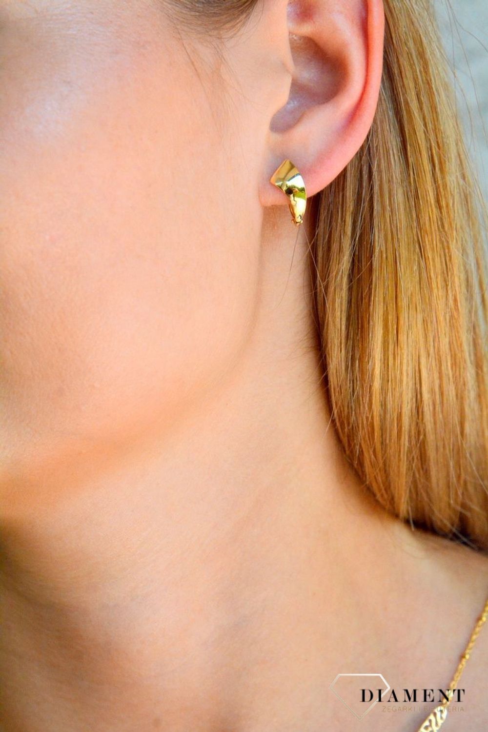 Złote kolczyki damskie 375 klasyczne gładkie KL 3367 375 (2).jpg